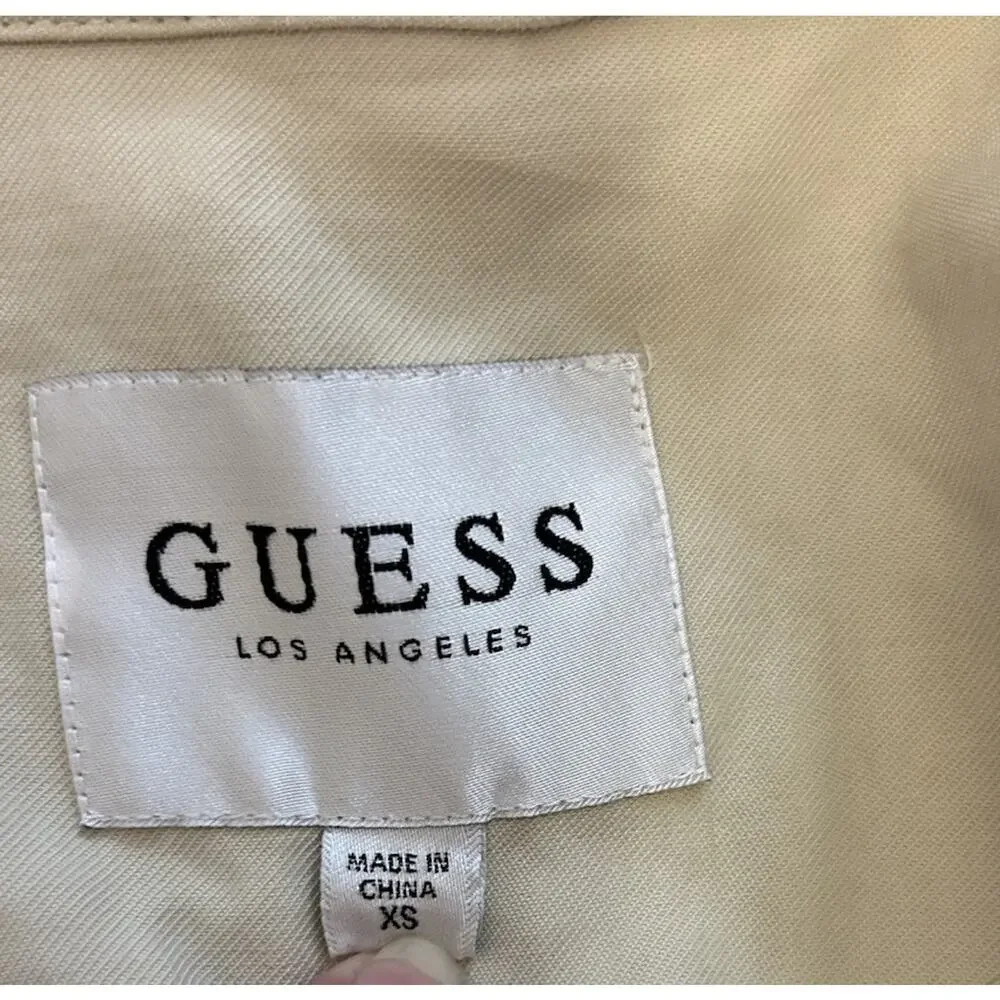 New GUESS Trench Coat Double Breasted Structured Military Long Office $368